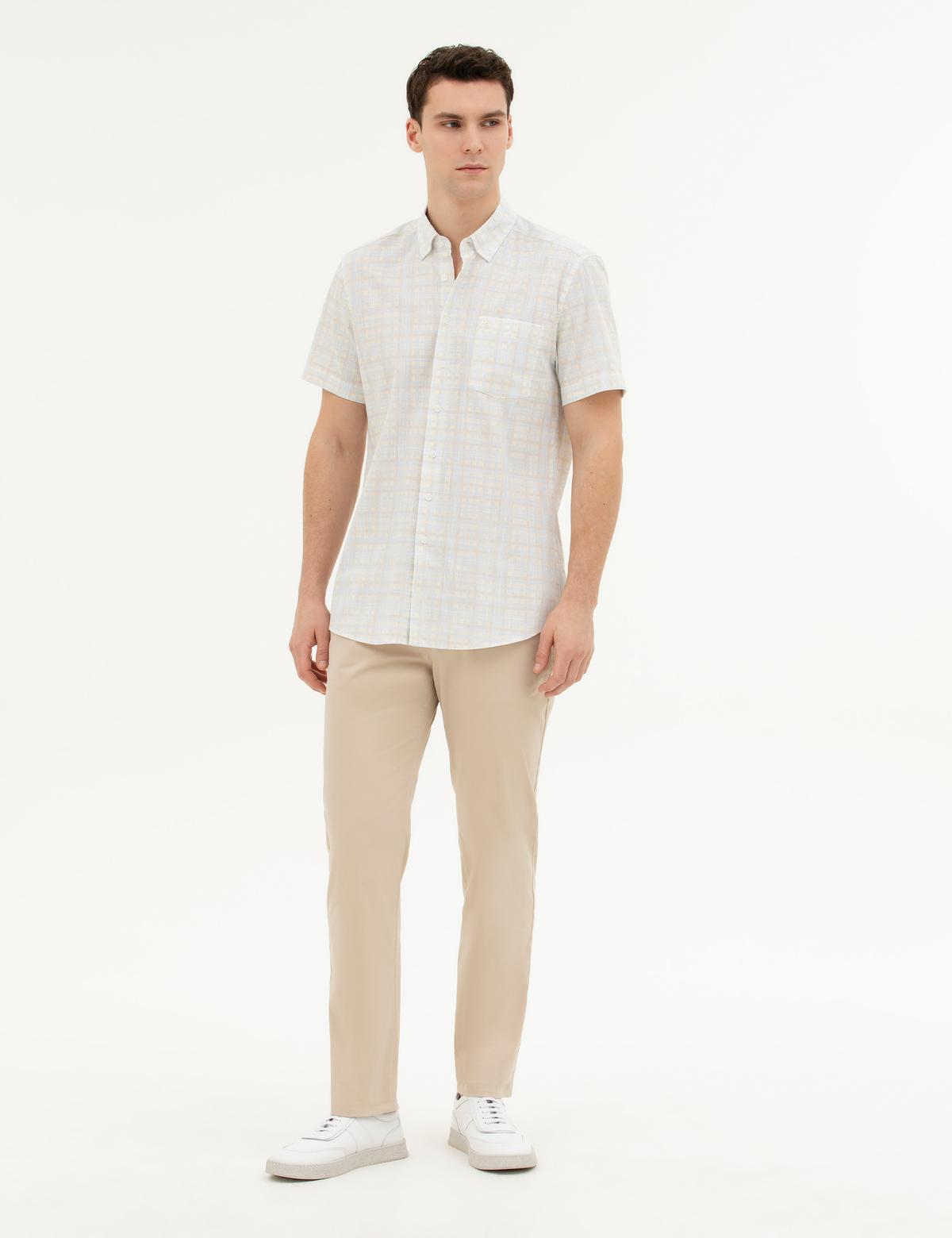 Bej Regular Fit Kanvas Pantolon