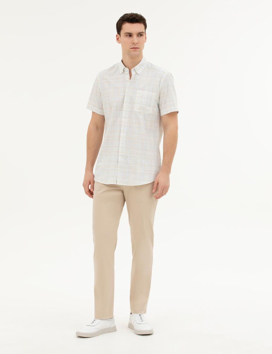 Bej Regular Fit Kanvas Pantolon