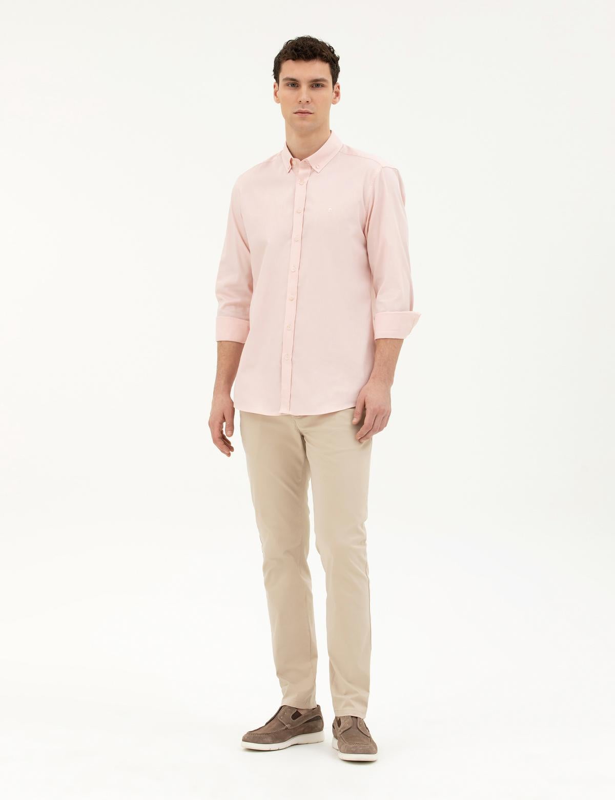 Bej Slim Fit Kanvas Pantolon