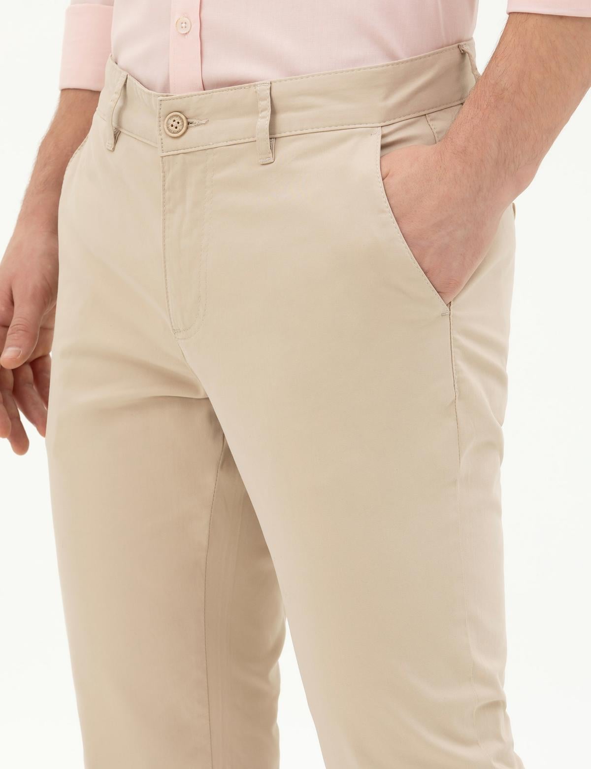 Bej Slim Fit Kanvas Pantolon - 50288511161