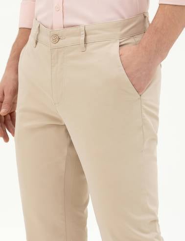 Bej Slim Fit Kanvas Pantolon