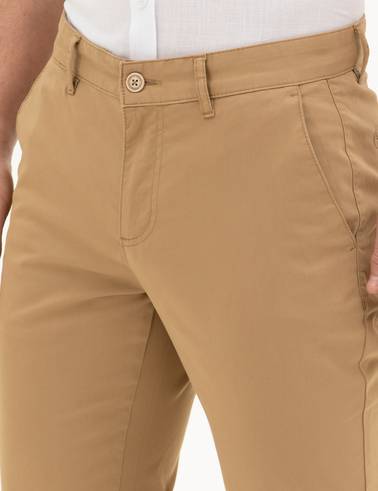 Camel Slim Fit Kanvas Pantolon