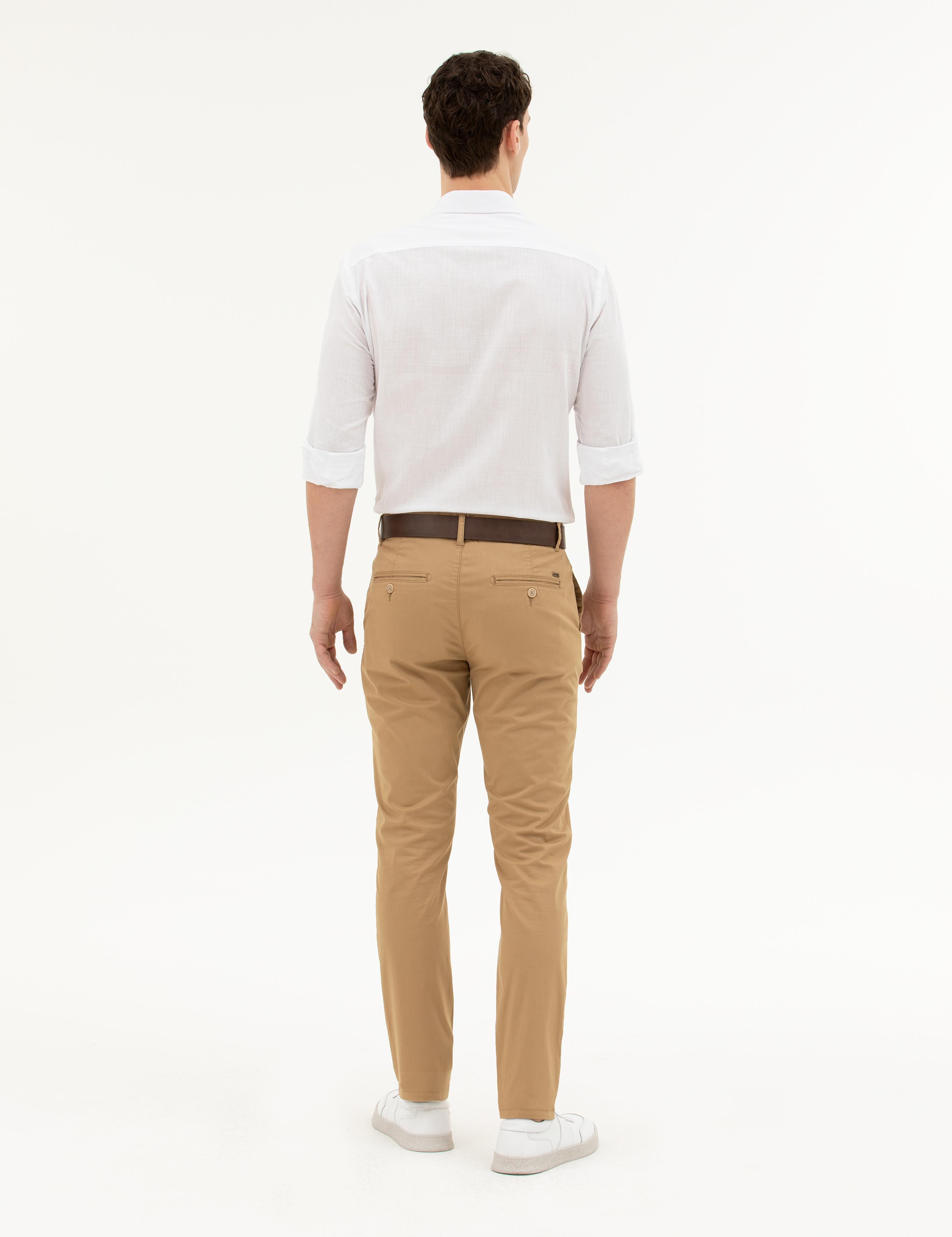 Camel Slim Fit Kanvas Pantolon