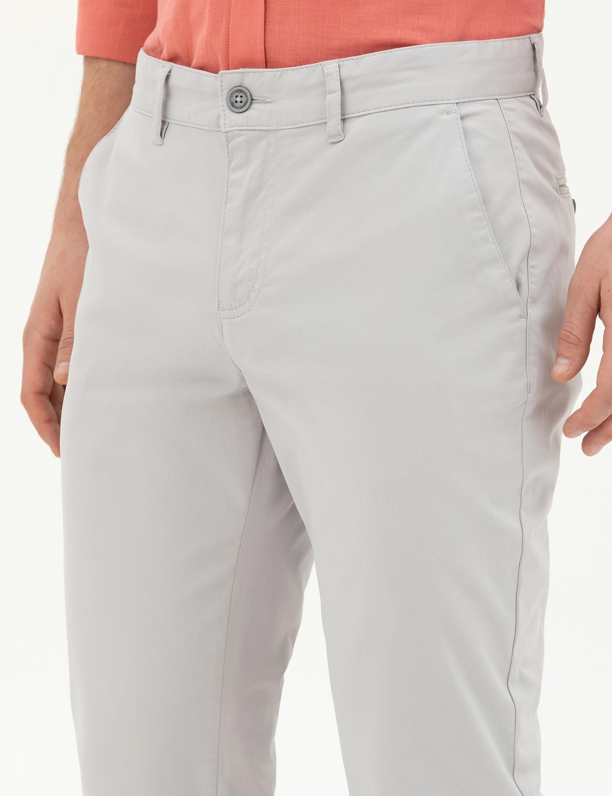 Açık Gri Slim Fit Kanvas Pantolon - 50288511305