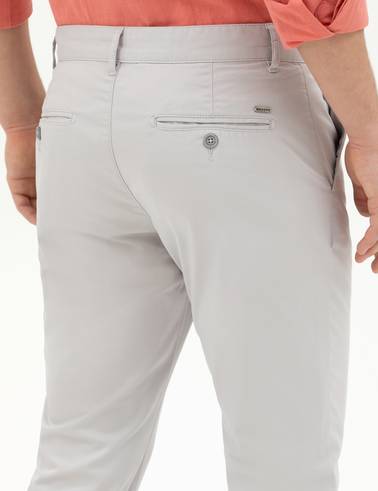 Açık Gri Slim Fit Kanvas Pantolon