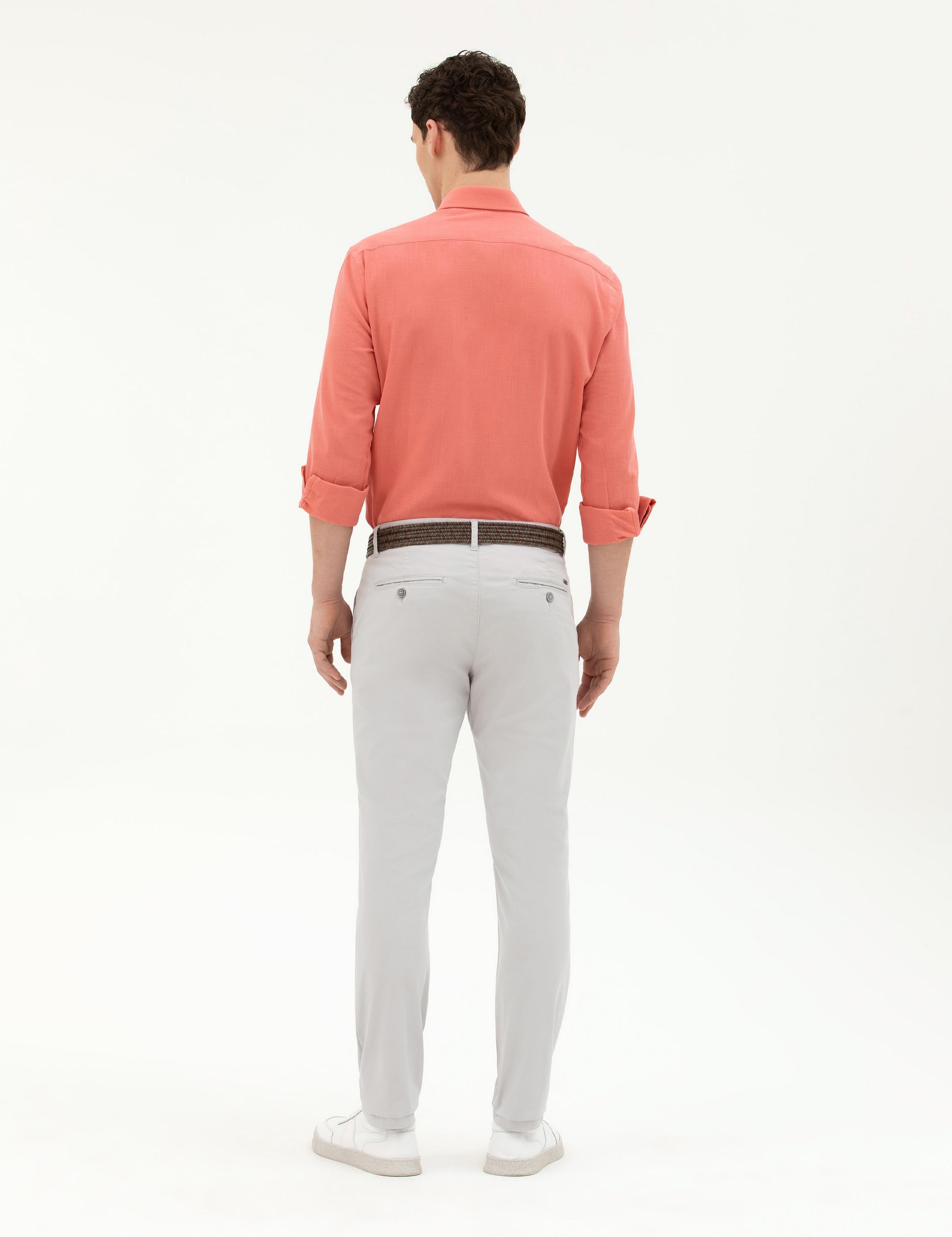 Açık Gri Slim Fit Kanvas Pantolon