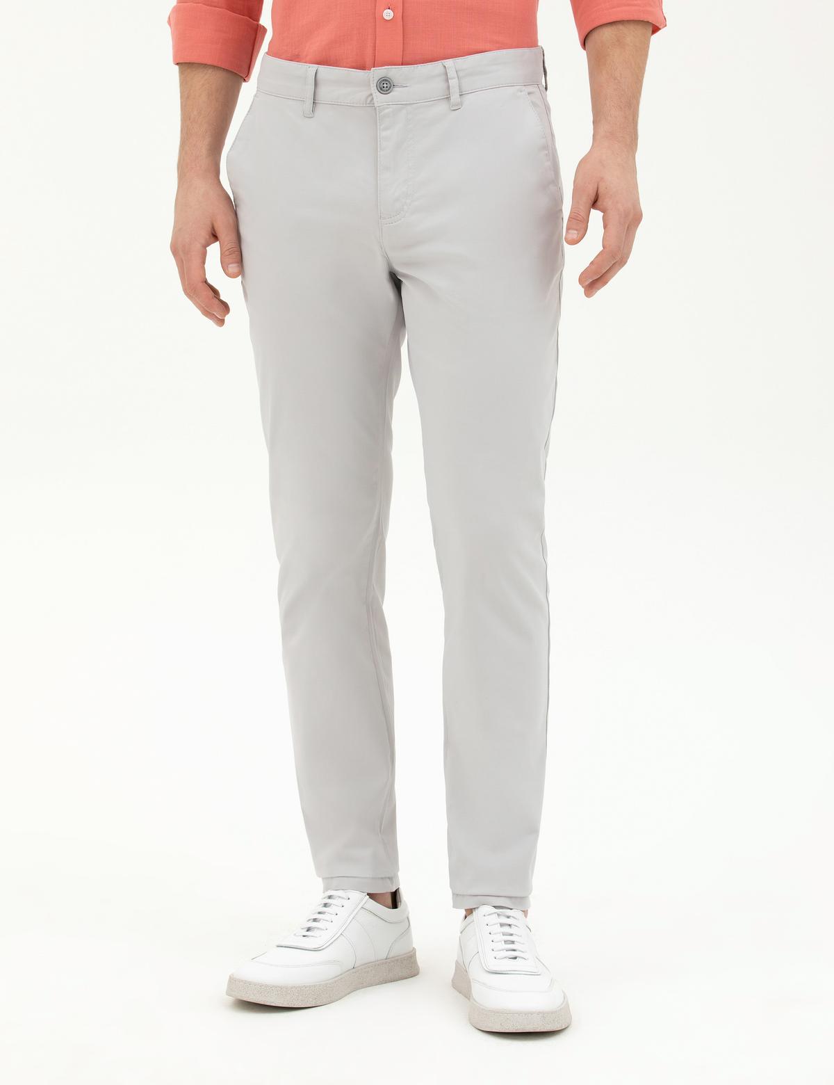 Açık Gri Slim Fit Kanvas Pantolon - 50288511305