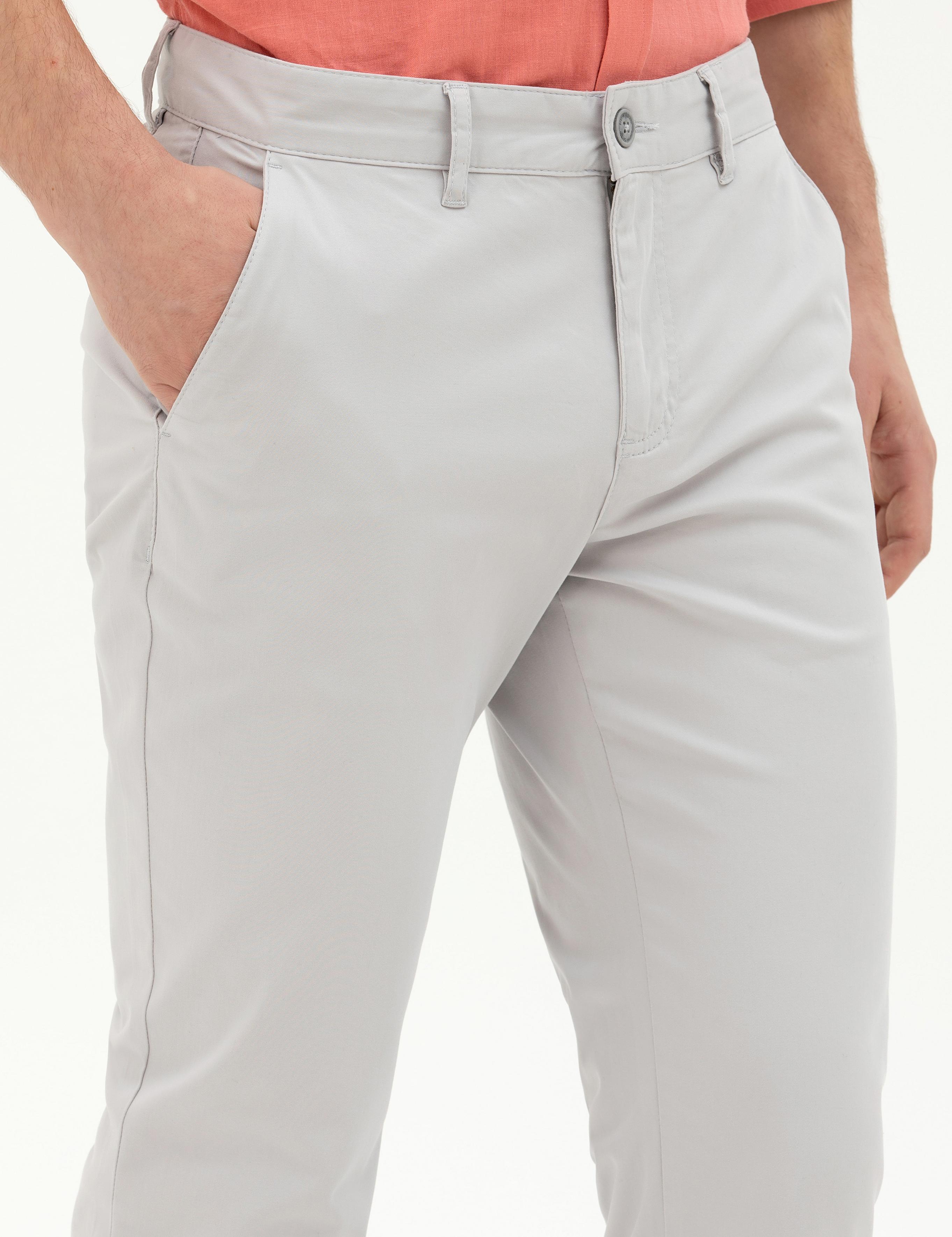 Açık Gri Slim Fit Kanvas Pantolon