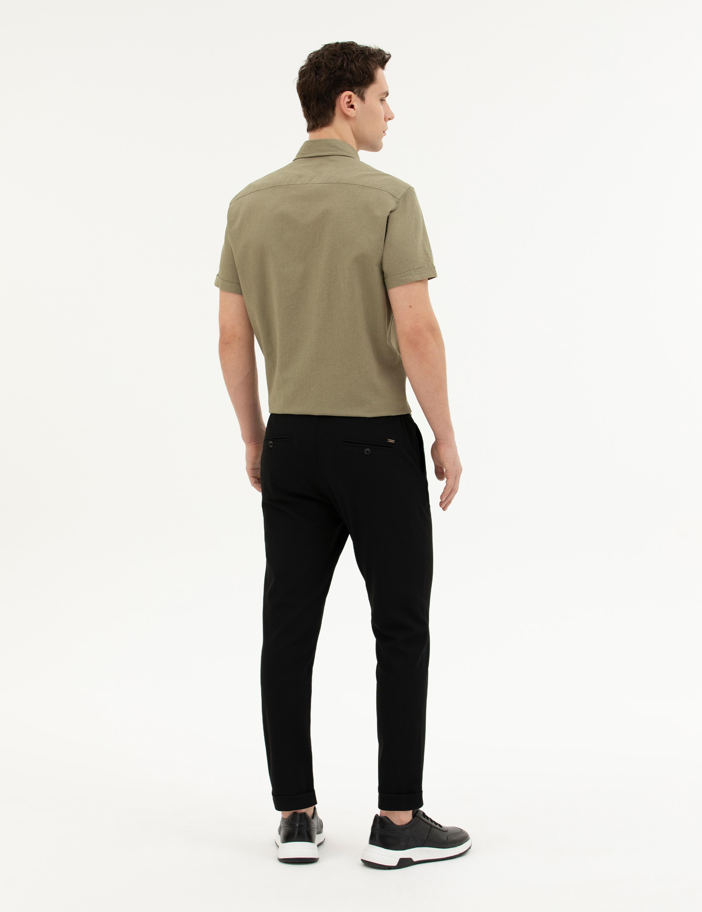 Siyah Carrot Fit Jogger Kanvas Pantolon