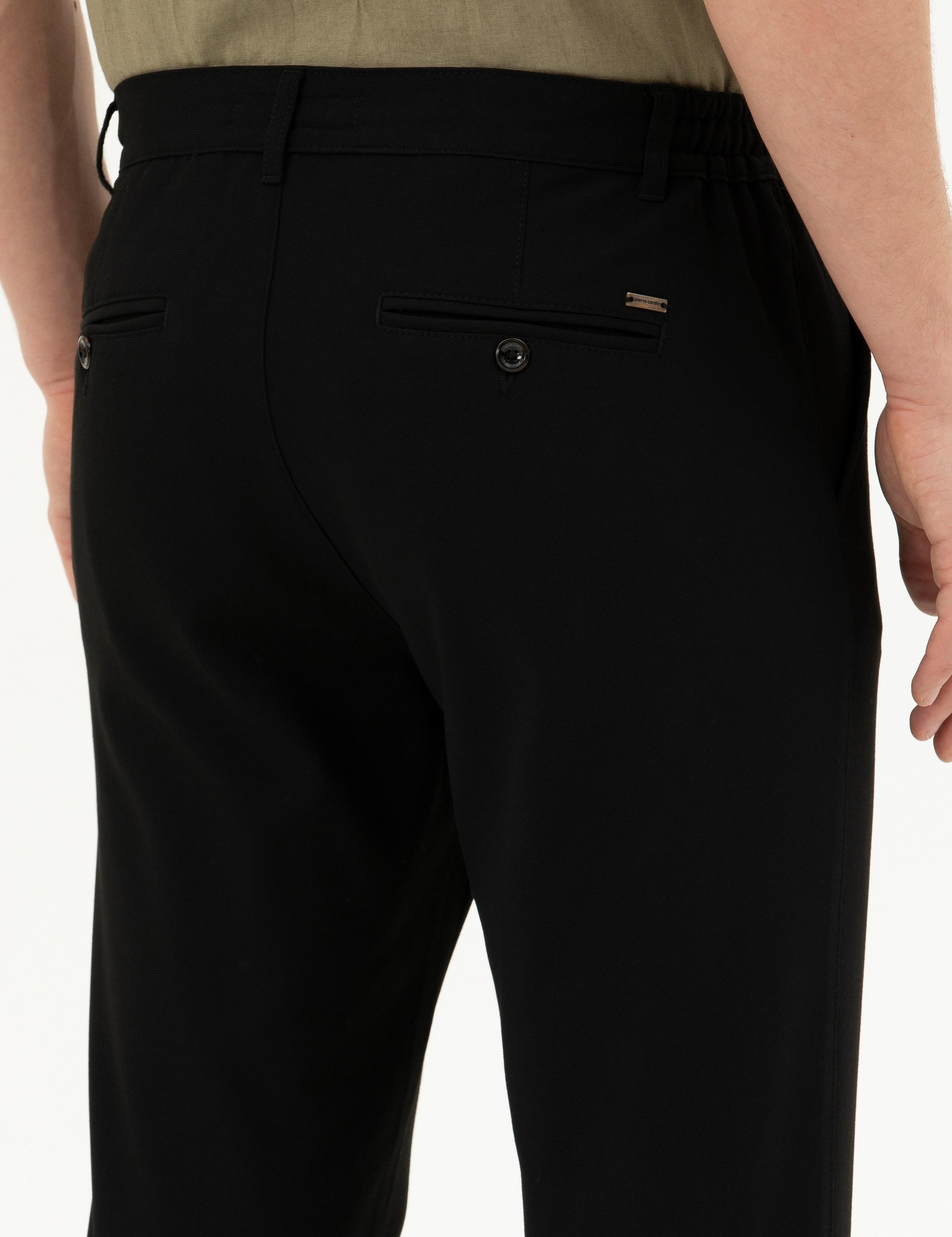 Siyah Carrot Fit Jogger Kanvas Pantolon