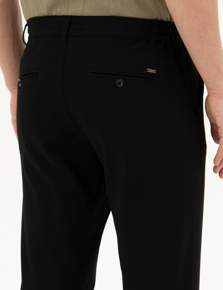 Siyah Carrot Fit Jogger Kanvas Pantolon