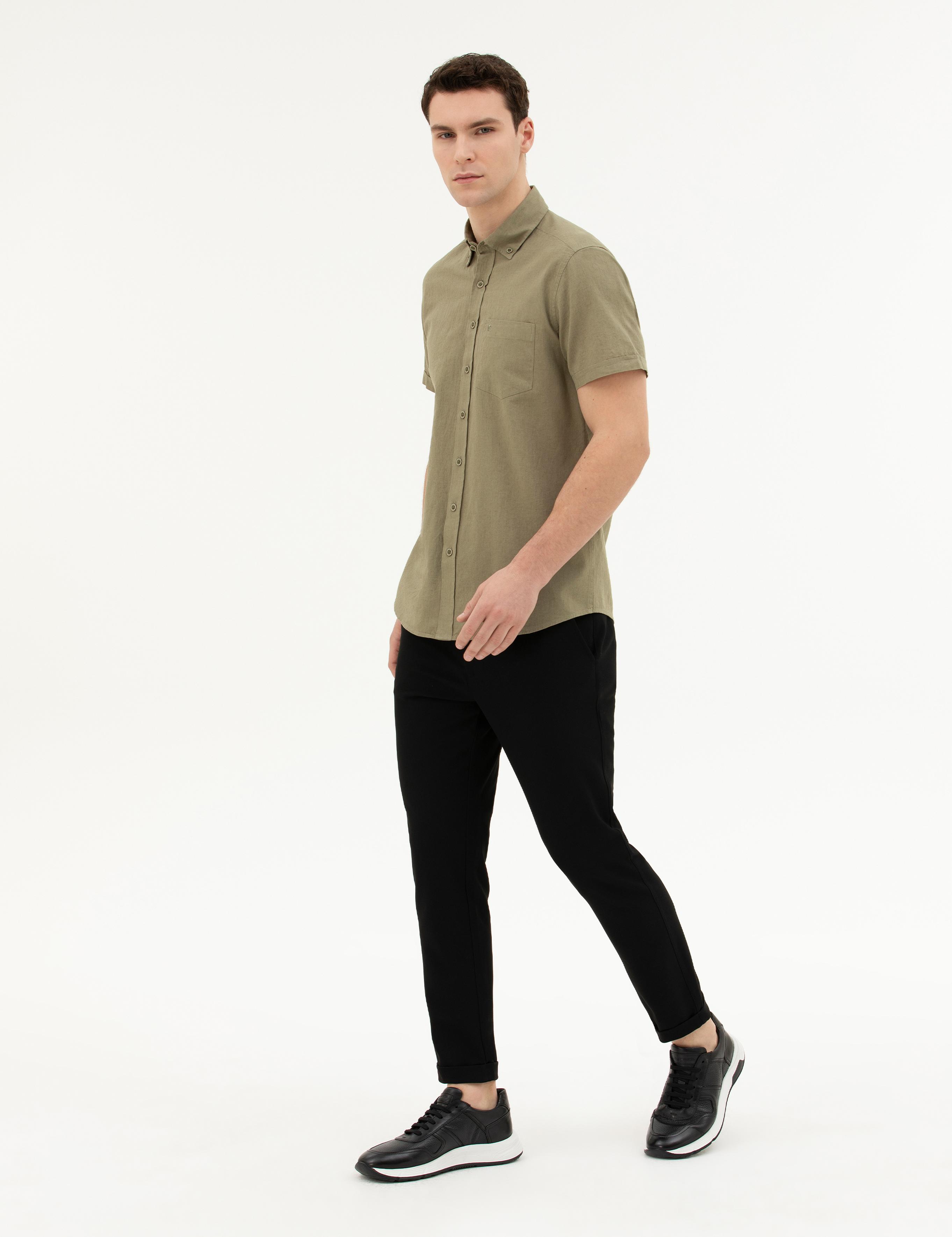 Siyah Carrot Fit Jogger Kanvas Pantolon