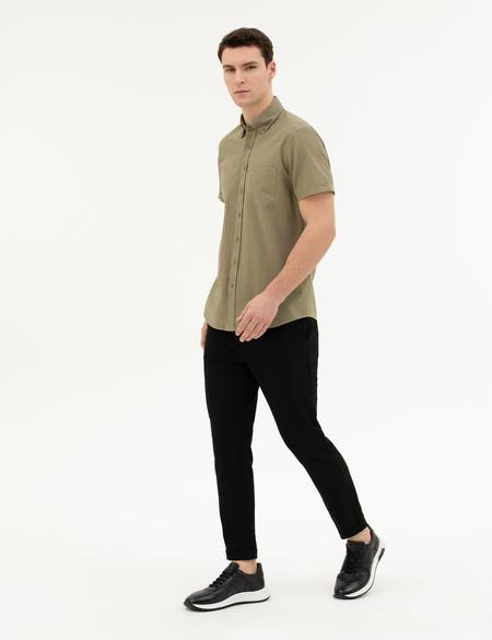 Siyah Carrot Fit Jogger Kanvas Pantolon - 50289230128