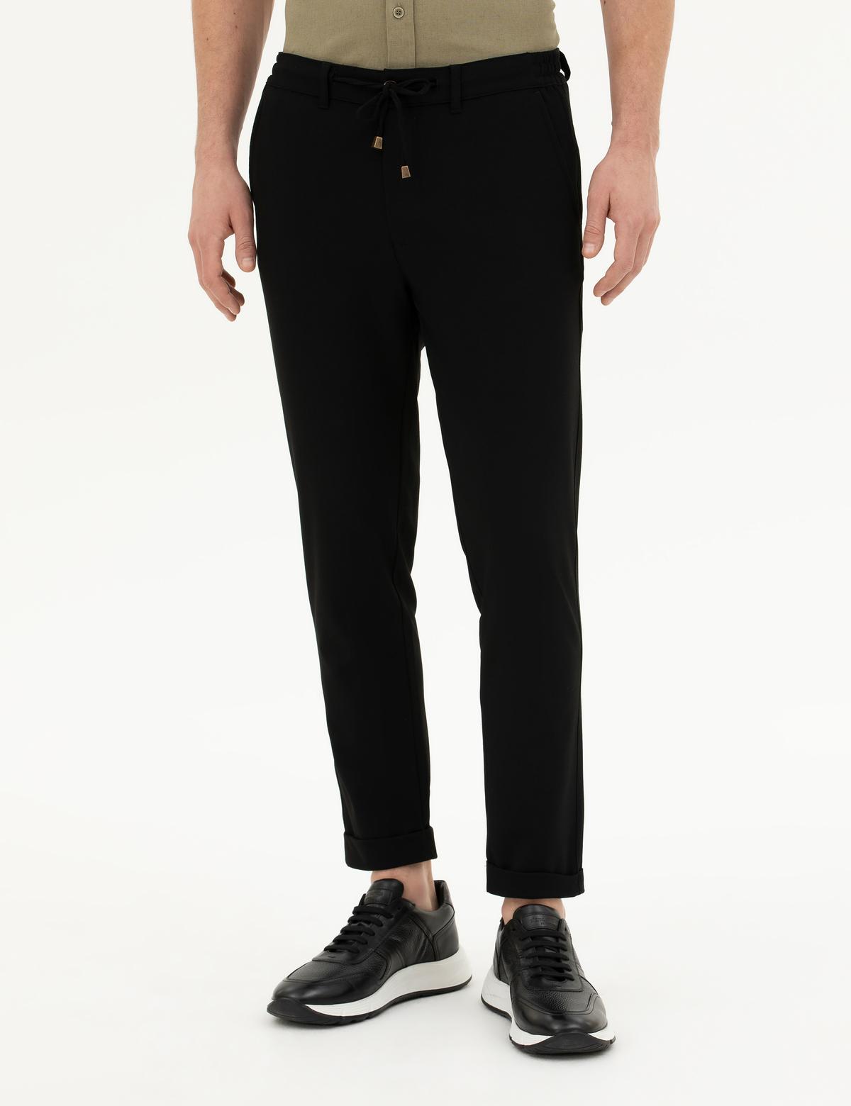 Siyah Carrot Fit Jogger Kanvas Pantolon - 50289230128