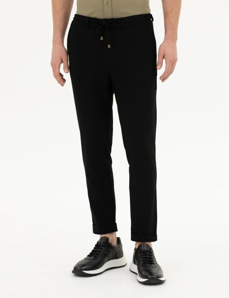 Siyah Carrot Fit Jogger Kanvas Pantolon - 50289230128