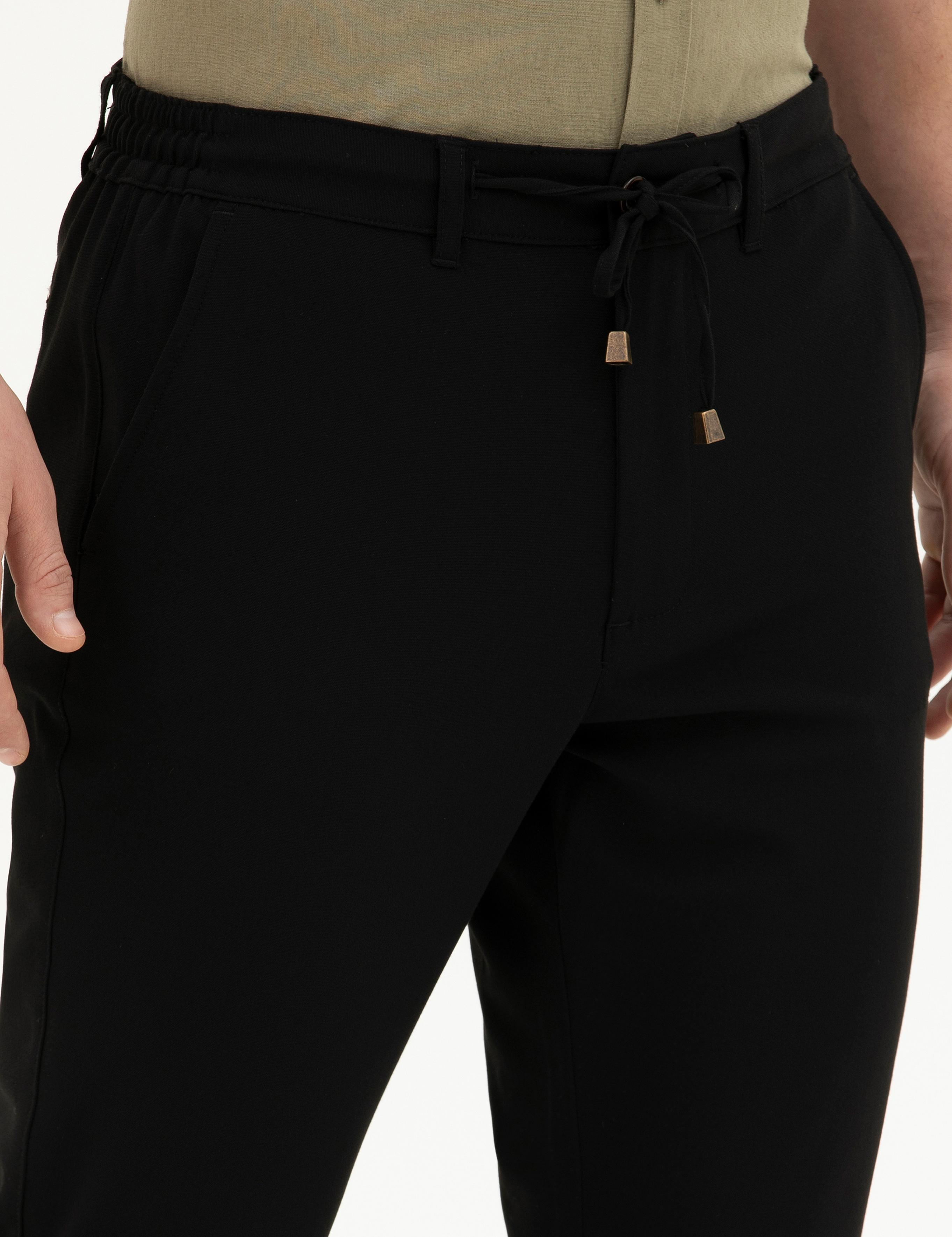 Siyah Carrot Fit Jogger Kanvas Pantolon