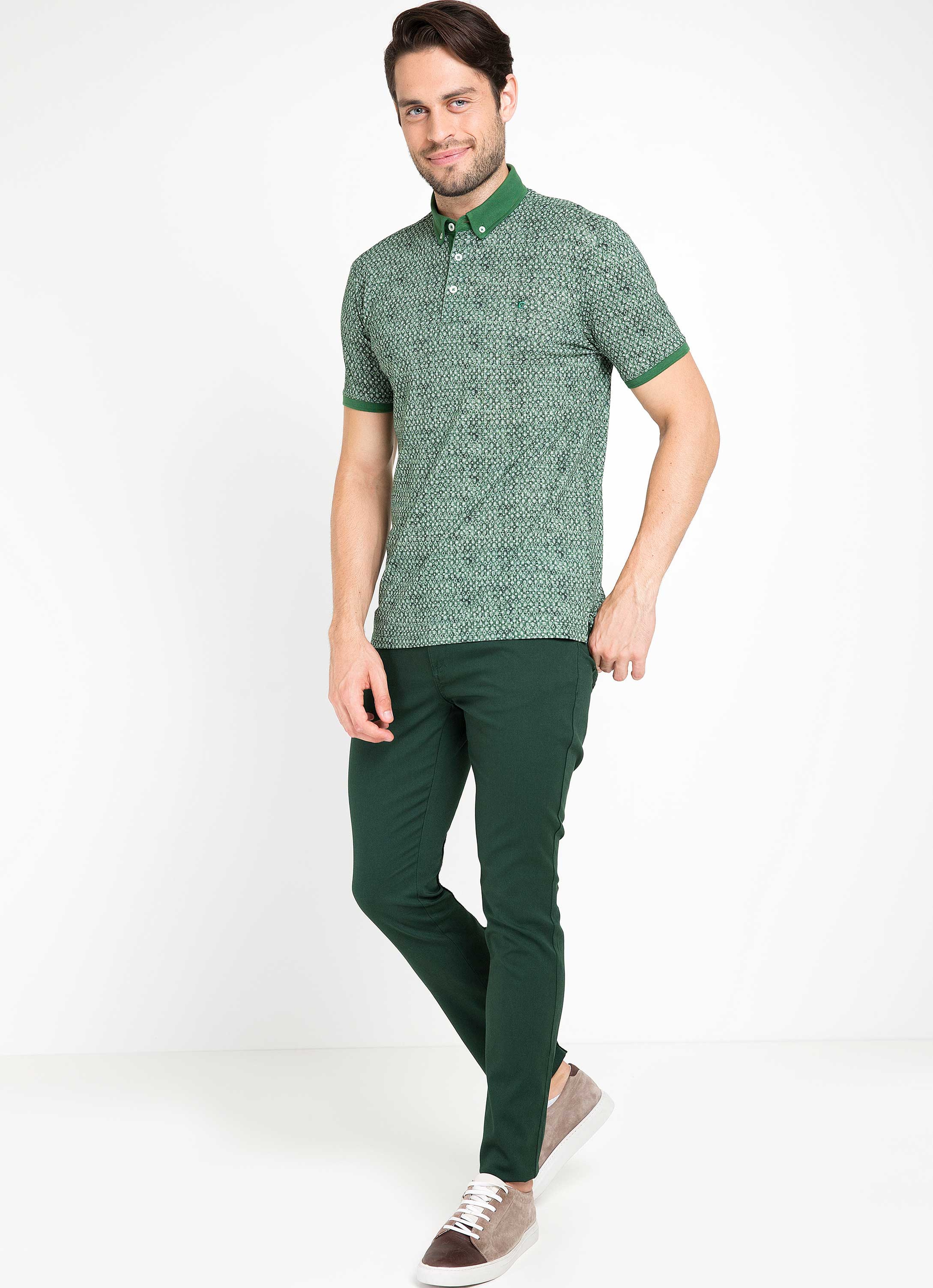 Koyu Yeşil Slim Fit Kanvas Pantolon - Image 3