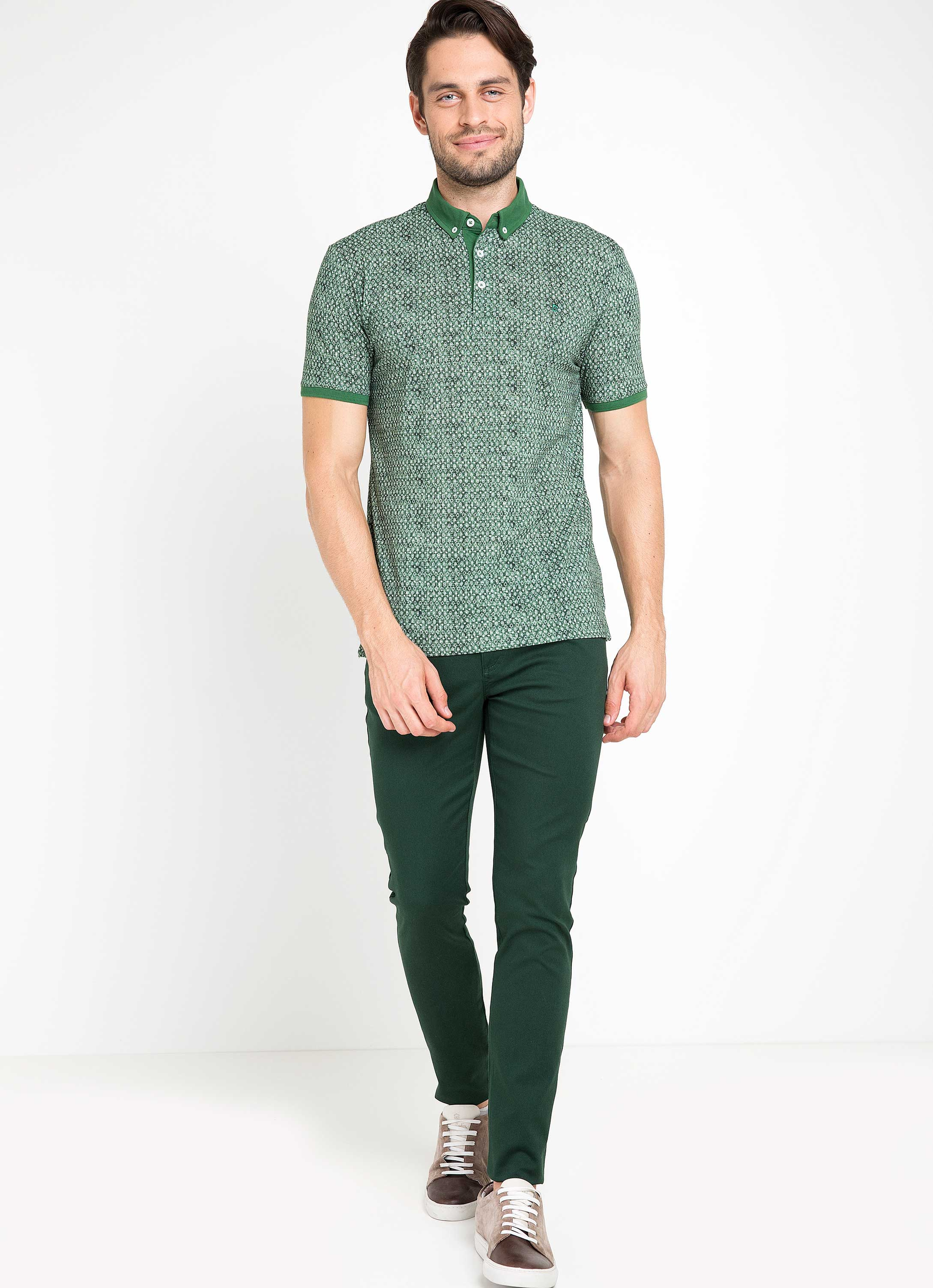 Koyu Yeşil Slim Fit Kanvas Pantolon - Image 1