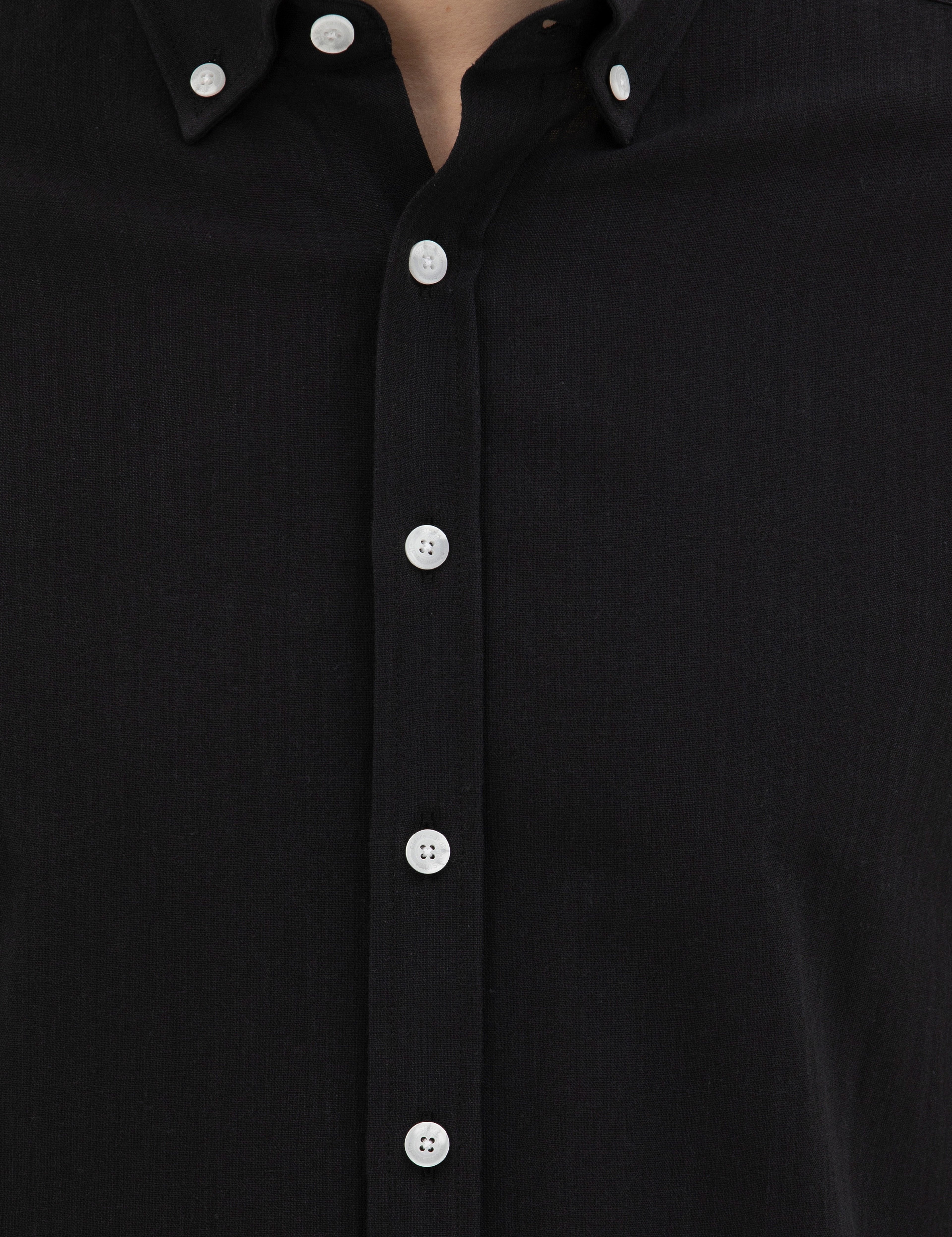 Siyah Slim Fit Uzun Kollu Gömlek - Image 7