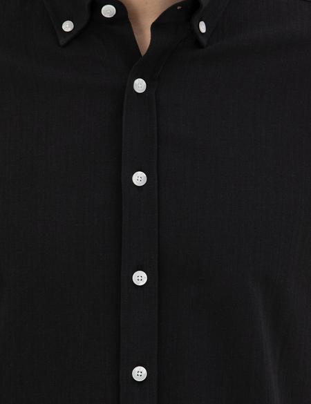 Siyah Slim Fit Uzun Kollu Gömlek - 50283343051