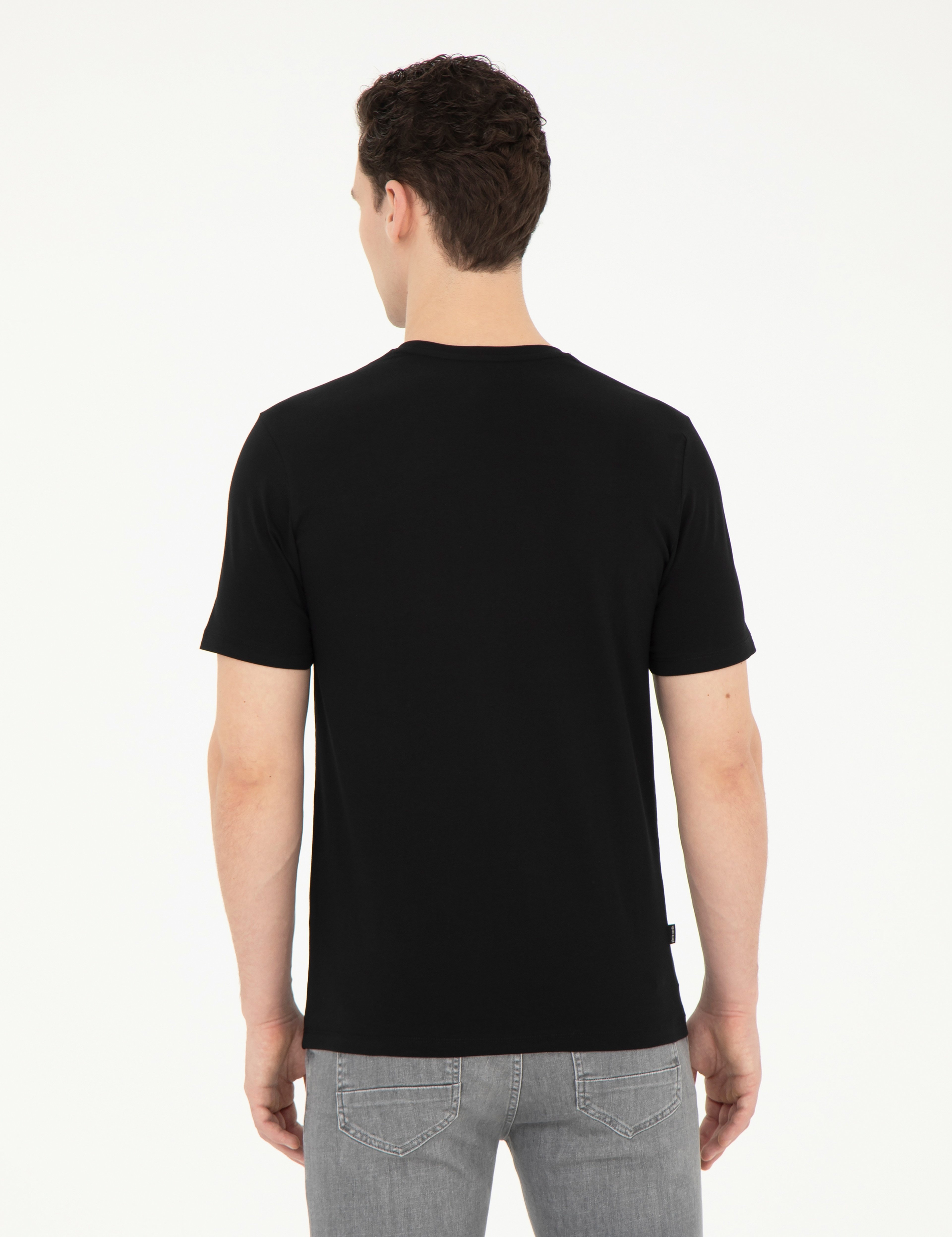 Siyah Slim Fit Bisiklet Yaka Basic Tişört