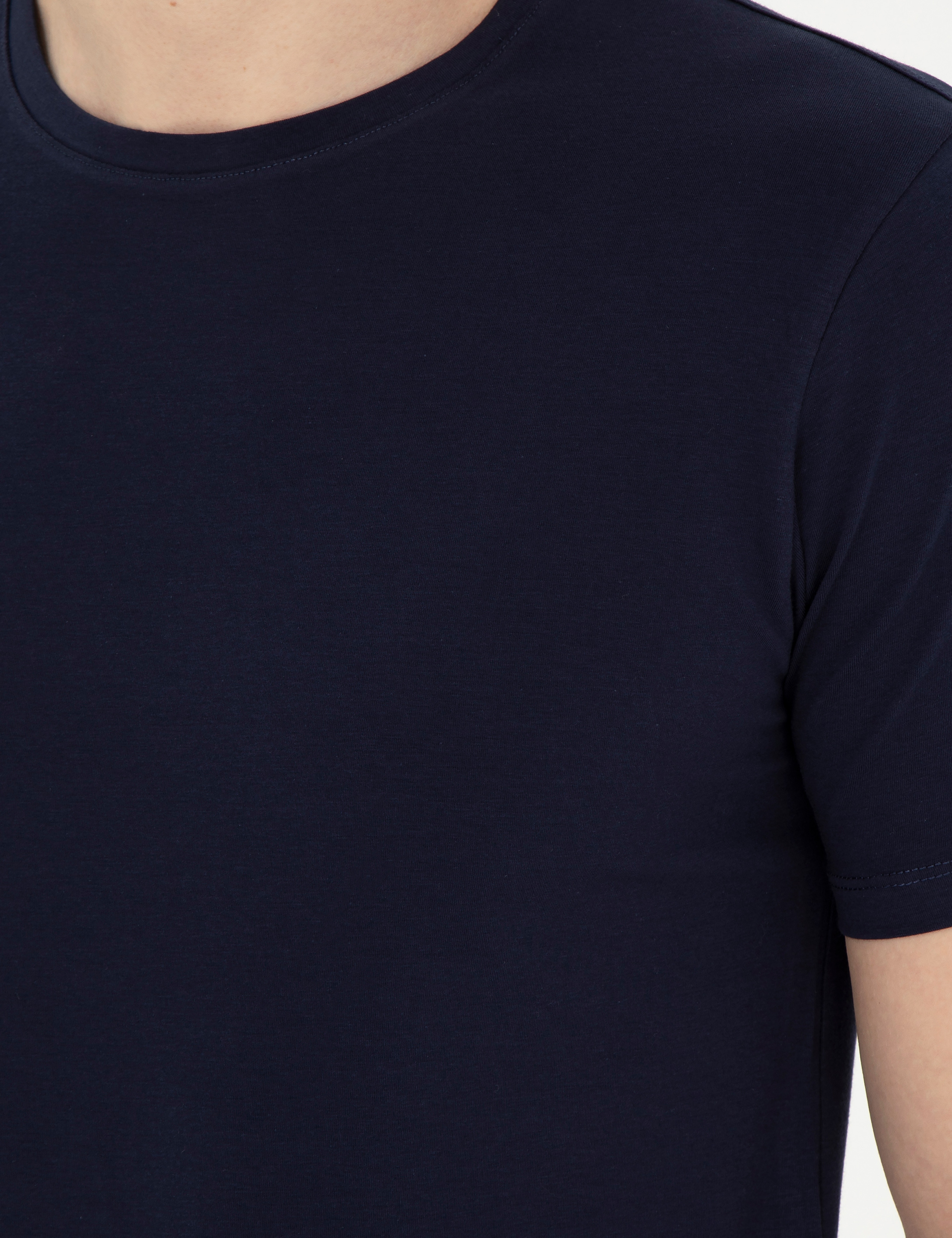 Lacivert Slim Fit Basic Tişört - Image 7
