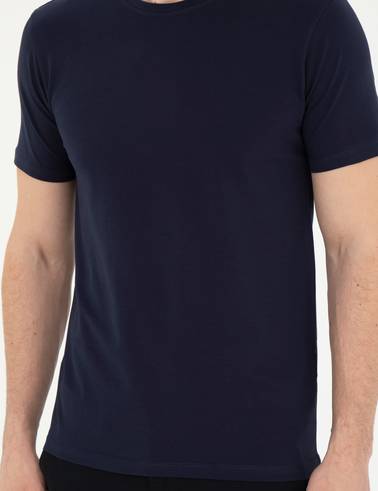 Lacivert Slim Fit Basic Tişört