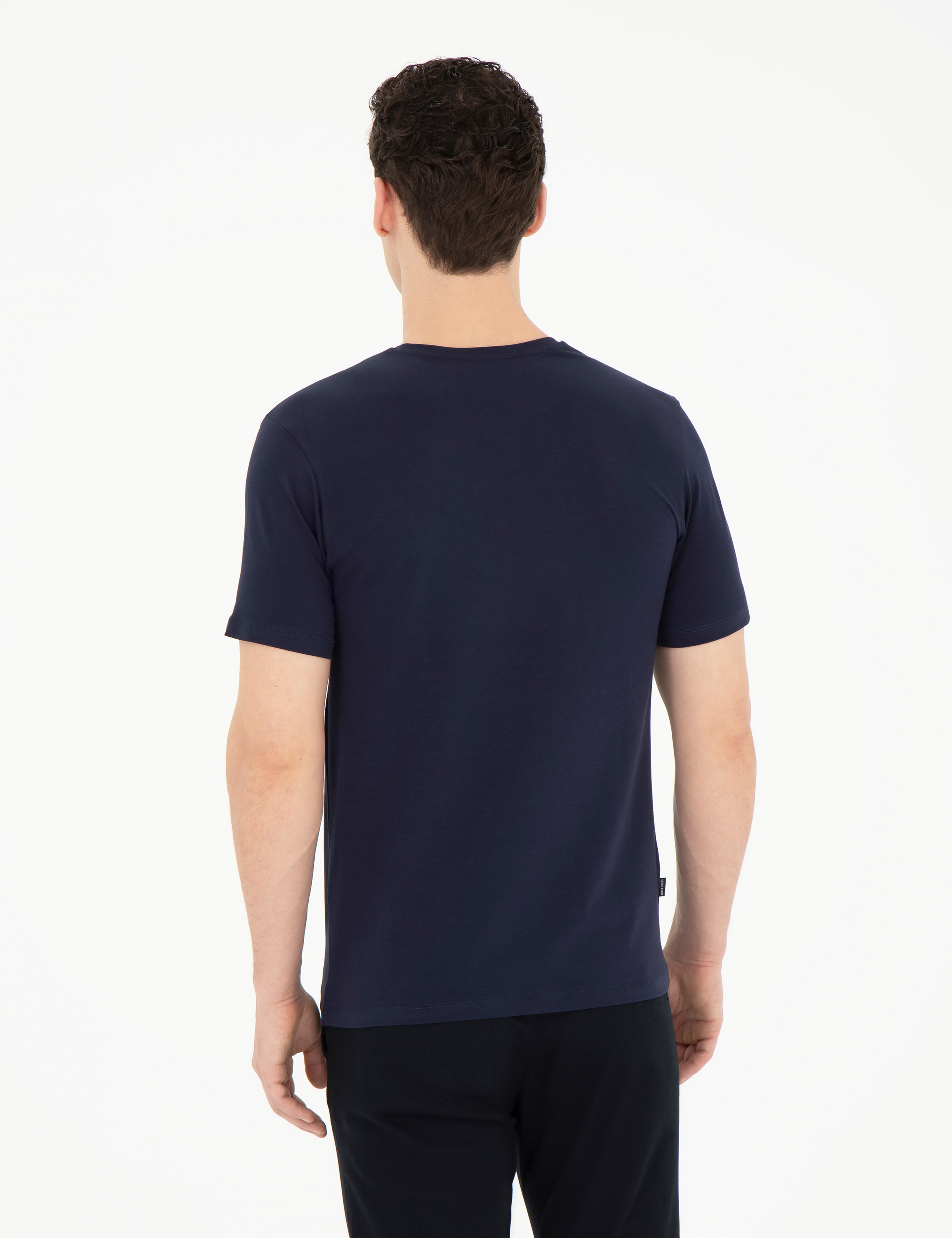 Lacivert Slim Fit Basic Tişört - Image 5