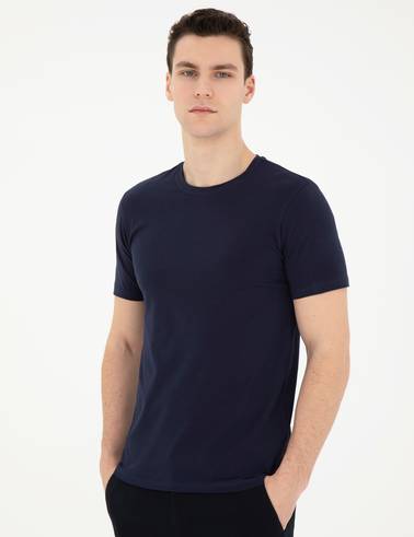 Lacivert Slim Fit Basic Tişört
