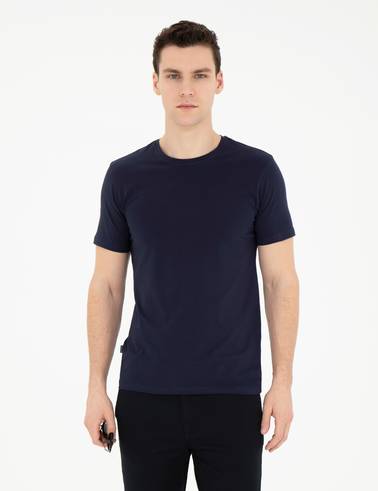 Lacivert Slim Fit Basic Tişört