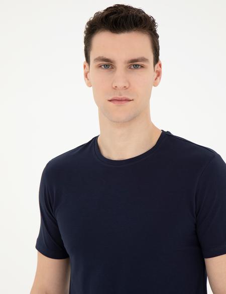 Lacivert Slim Fit Basic Tişört - 50280751026