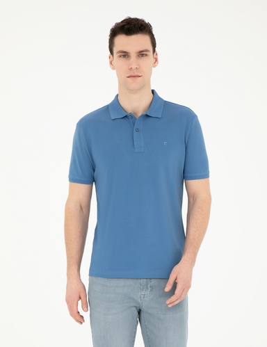 Saks Slim Fit %100 Pamuk Basic Düğmeli Polo Yaka Basic Tişört