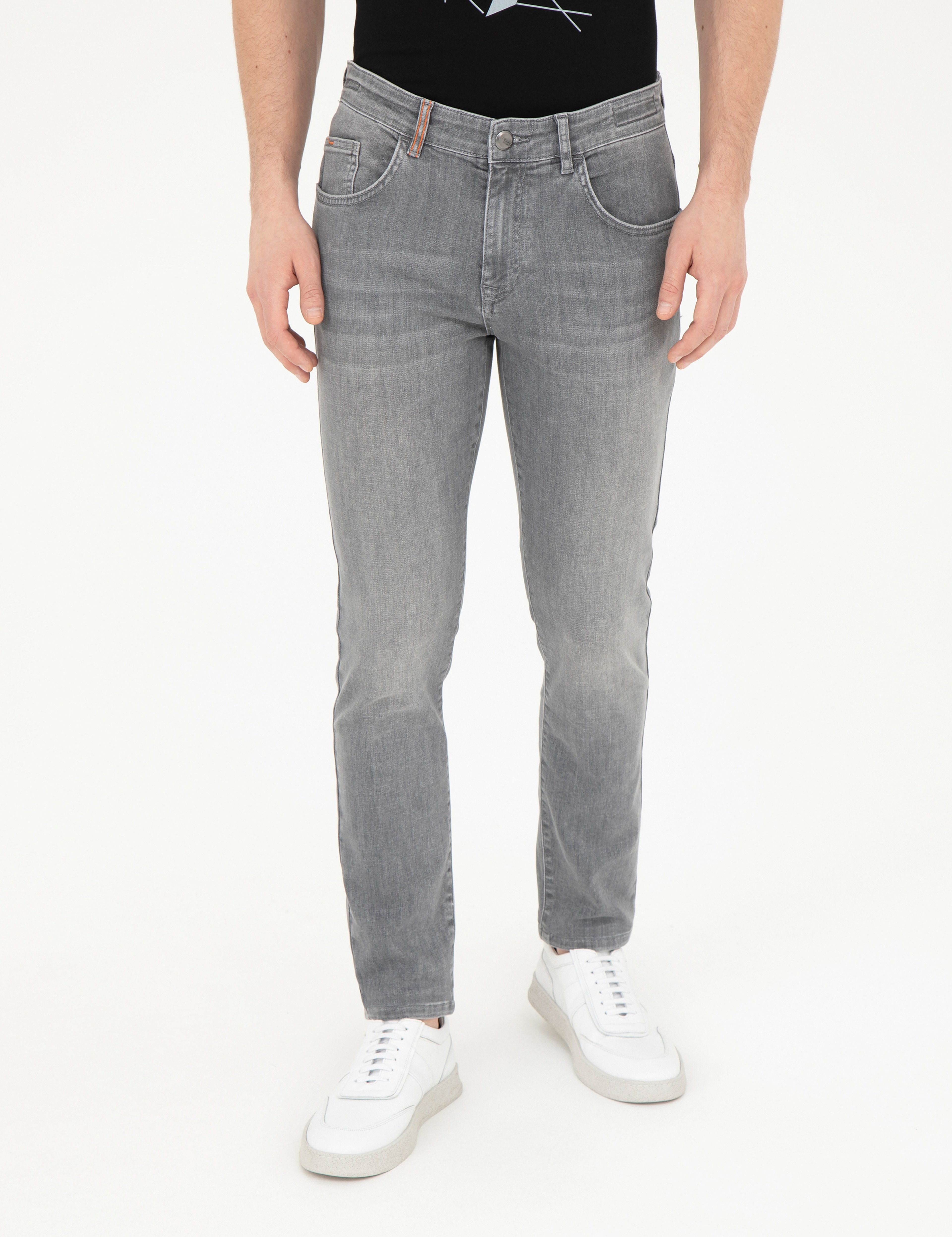Gri Slim Fit Jean Pantolon - Image 2