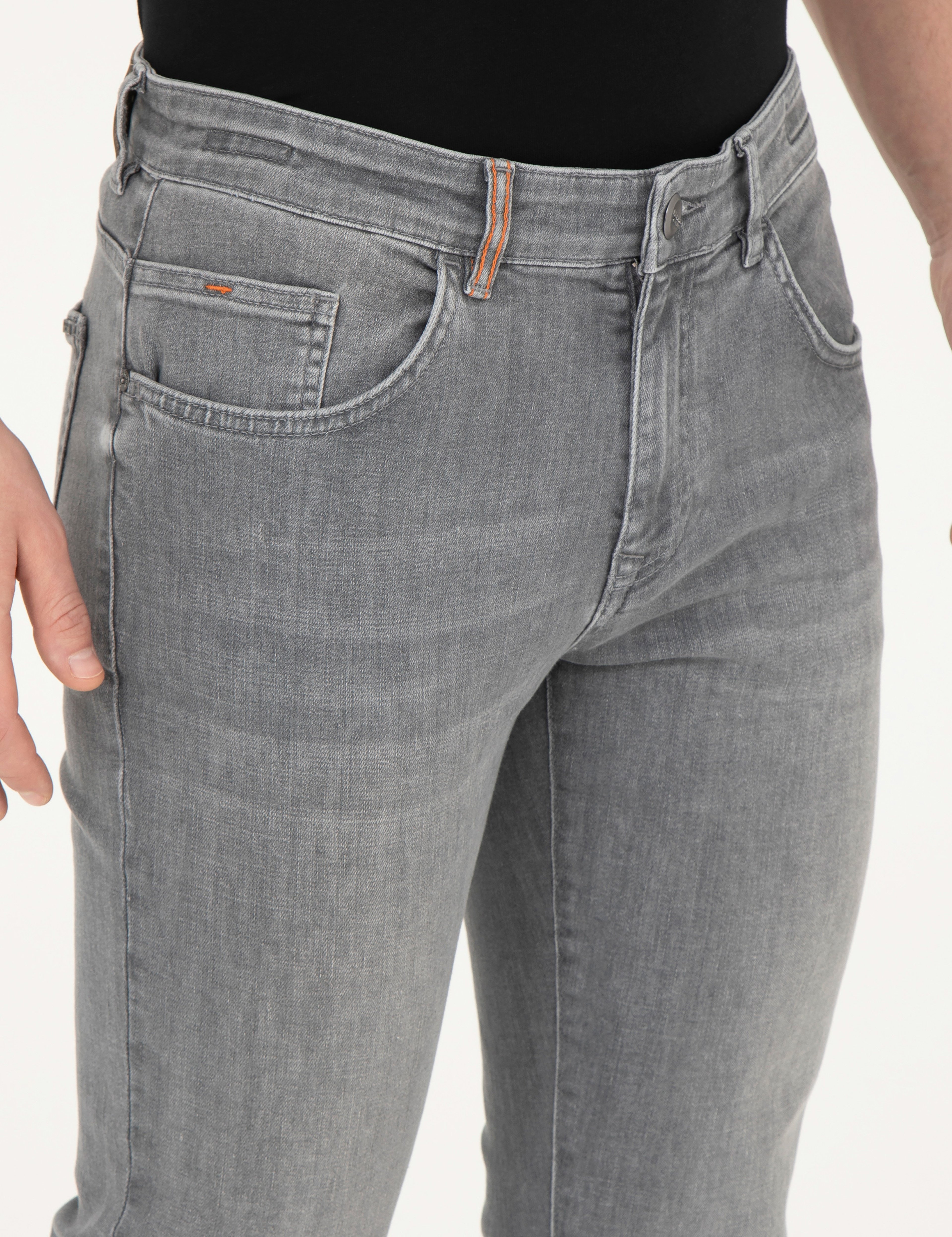 Gri Slim Fit Jean Pantolon - Image 5