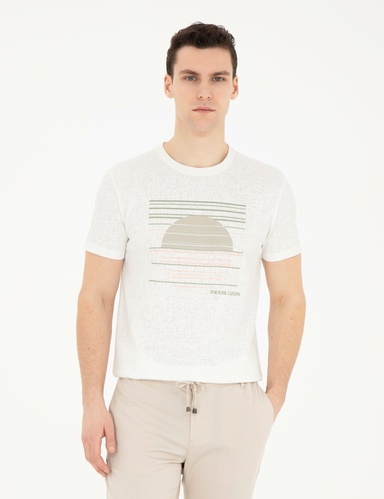 Beyaz Slim Fit Bisiklet Yaka Tişört