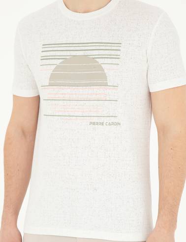 Beyaz Slim Fit Bisiklet Yaka Tişört