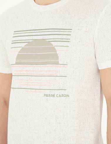 Beyaz Slim Fit Bisiklet Yaka Tişört
