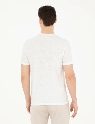 Beyaz Slim Fit Bisiklet Yaka Tişört