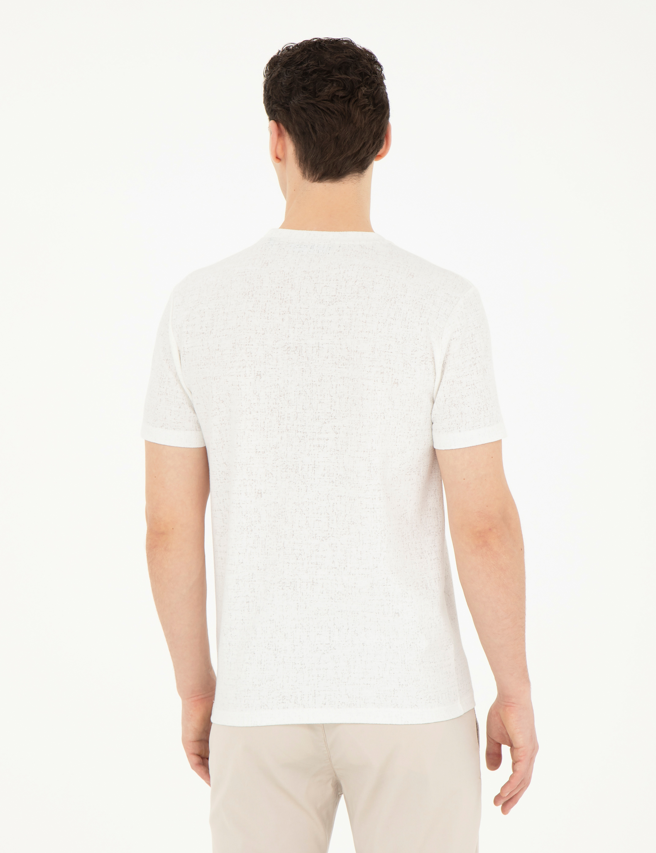 Beyaz Slim Fit Tişört - Image 5
