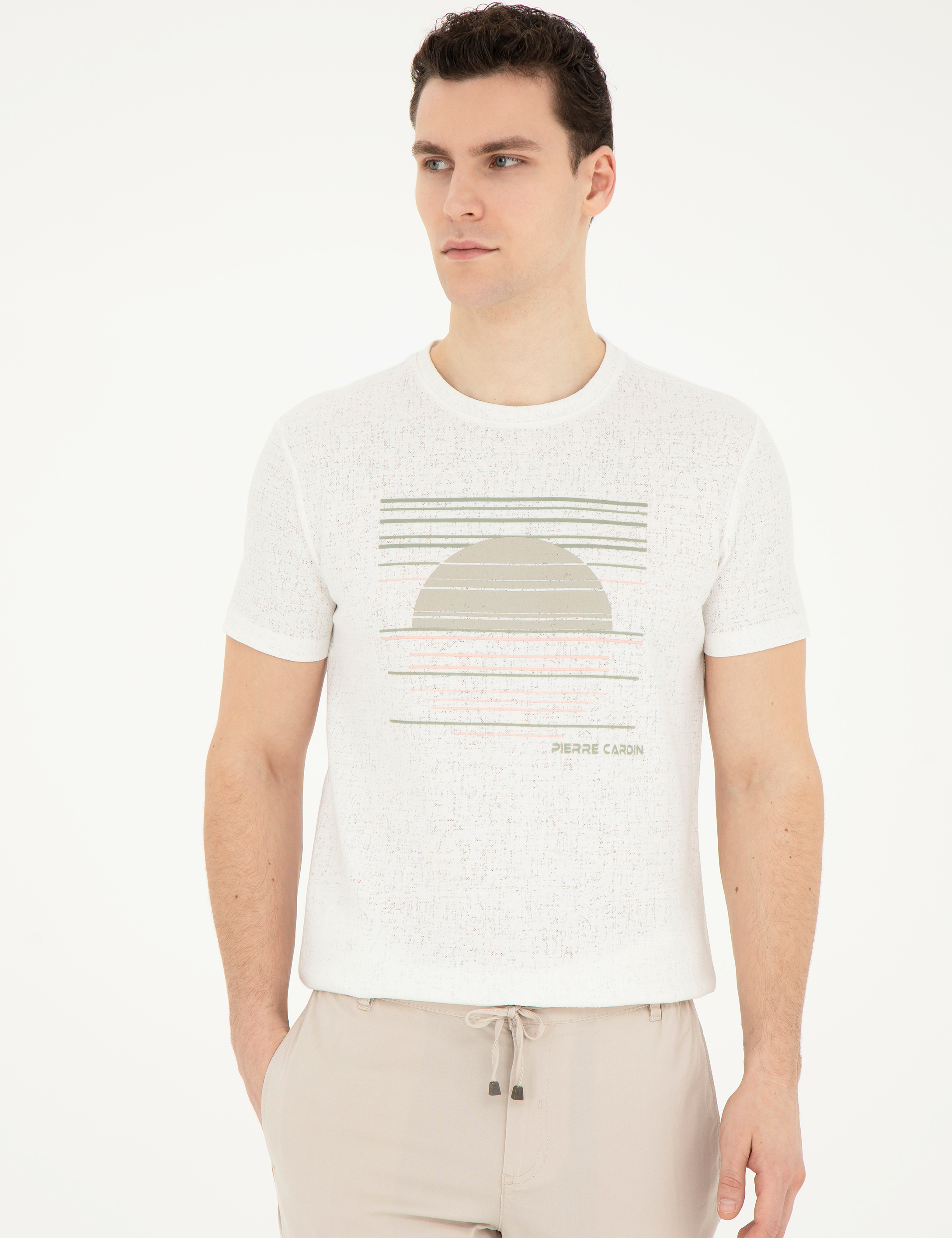 Beyaz Slim Fit Tişört - Image 3