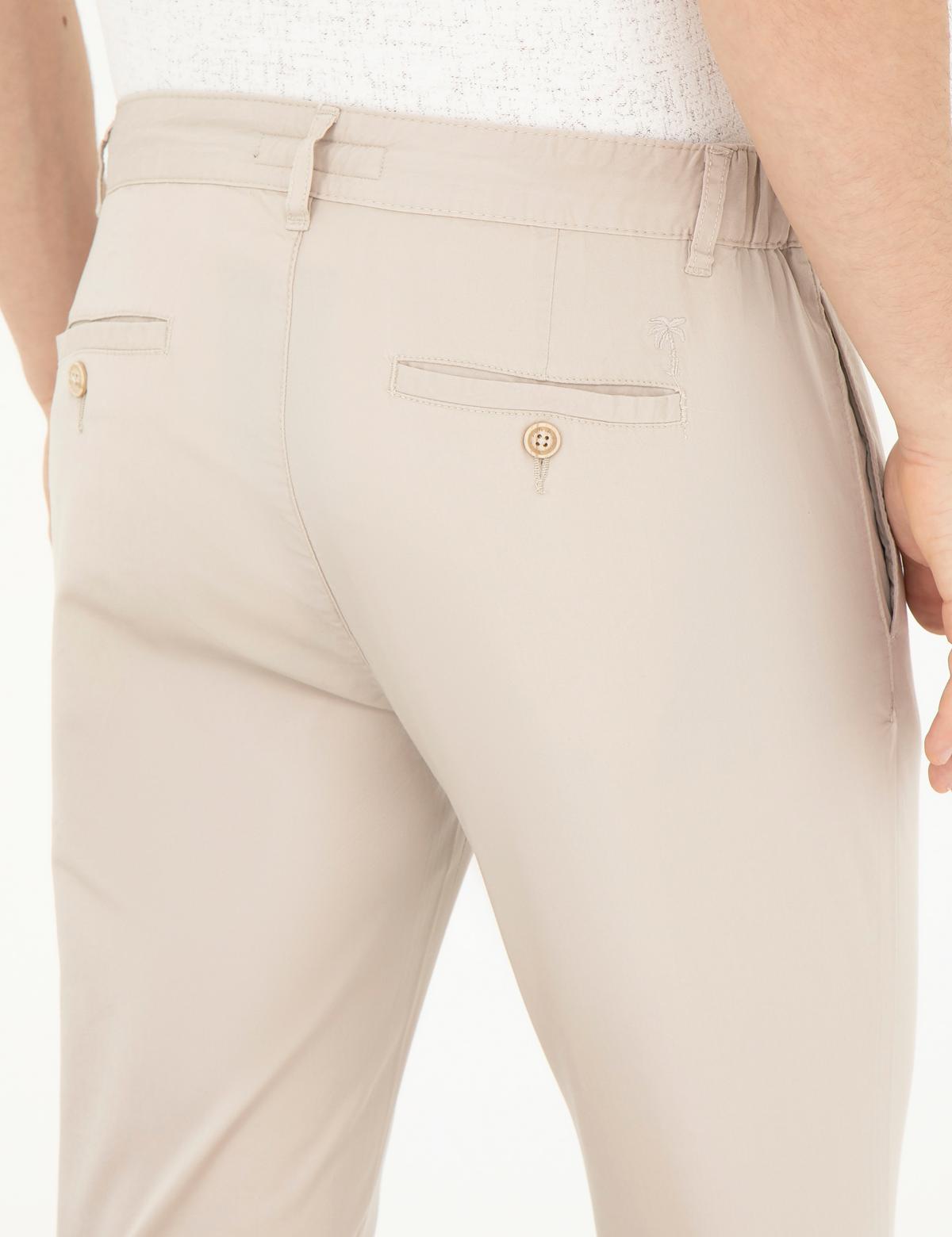 Taş Slim Fit Beli Lastikli İpli Kanvas Pantolon - 50285534316