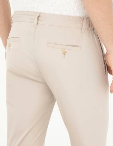 Taş Slim Fit Beli Lastikli İpli Kanvas Pantolon