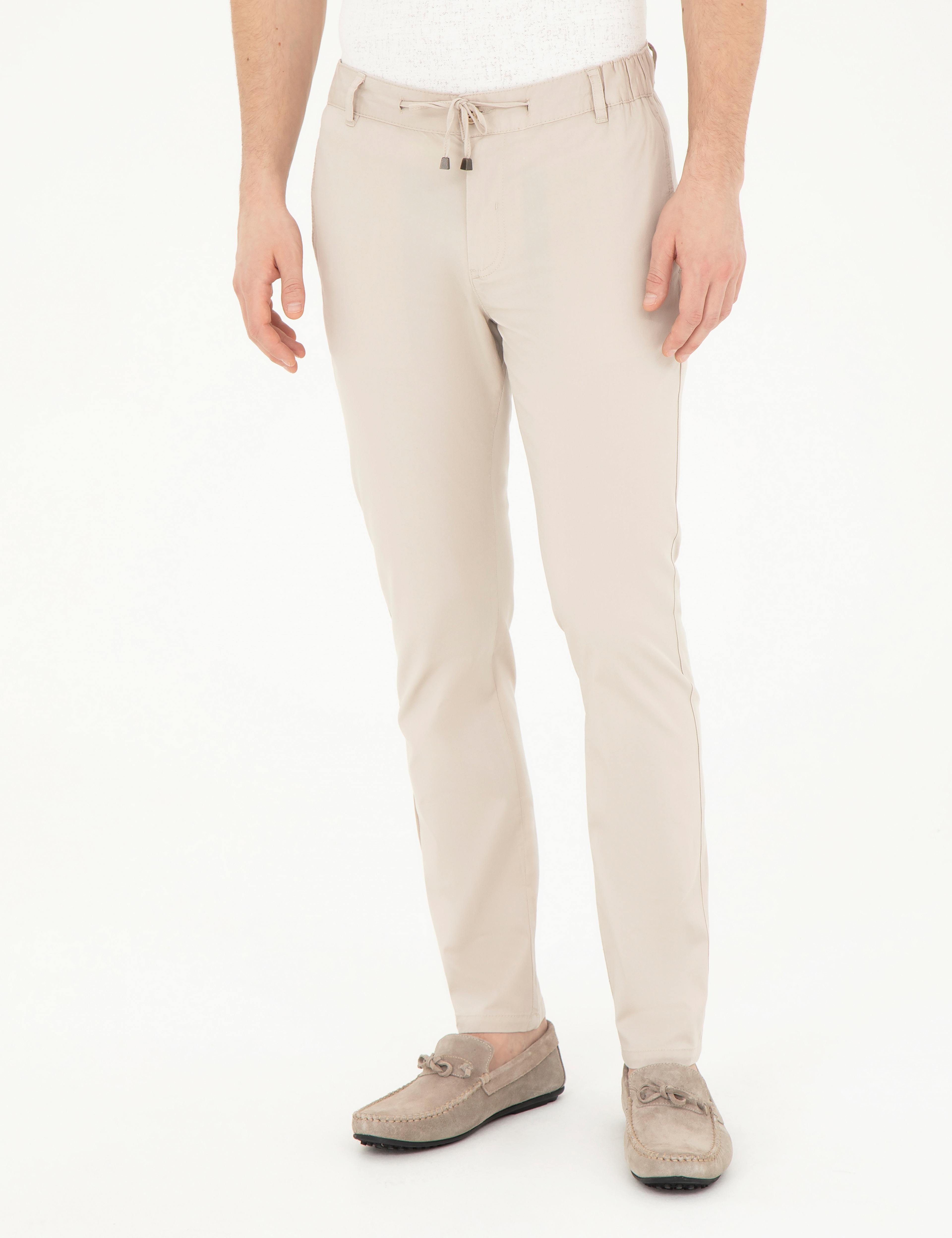 Taş Slim Fit Beli Lastikli İpli Kanvas Pantolon - Image 2