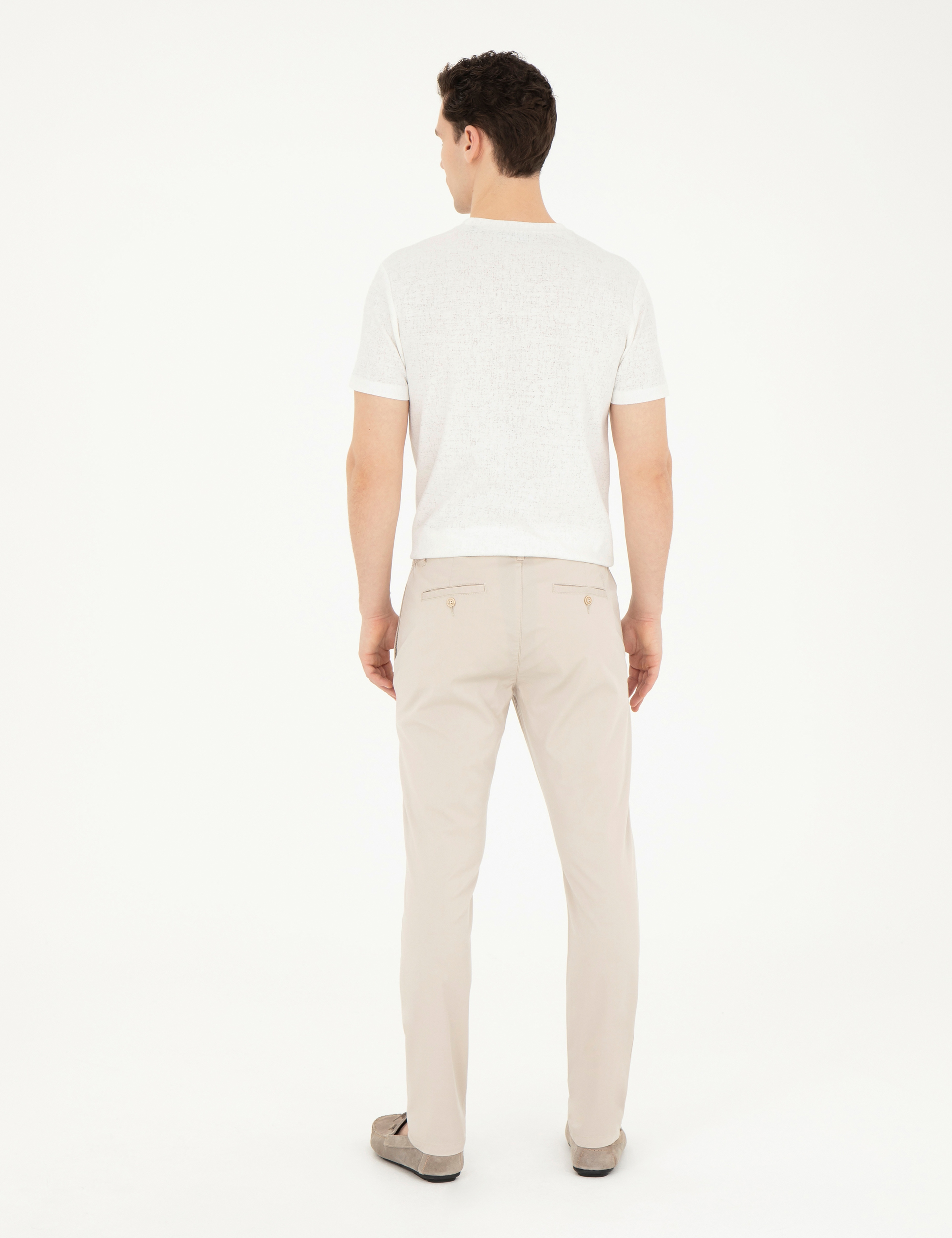 Taş Slim Fit Beli Lastikli İpli Kanvas Pantolon - Image 4