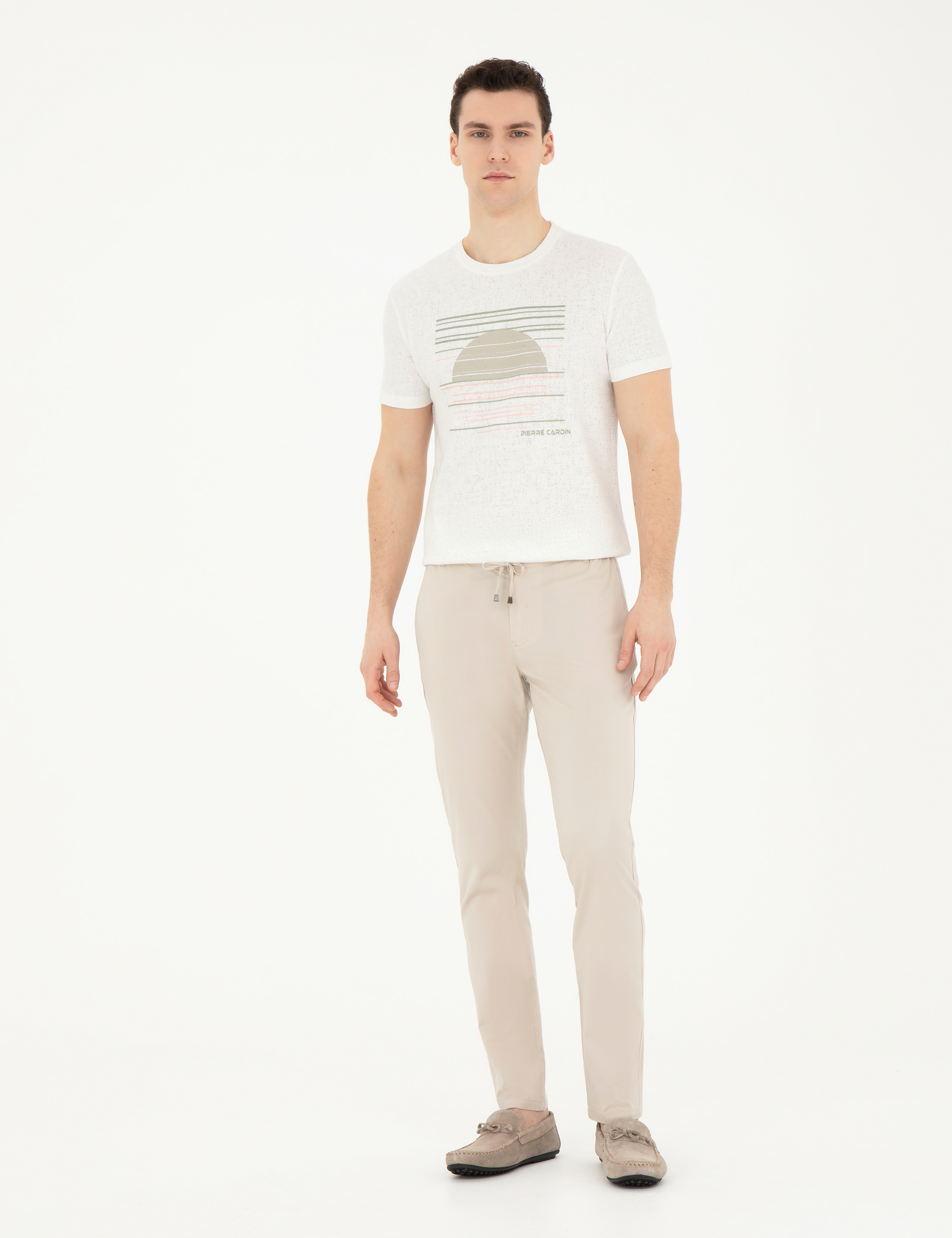 Taş Slim Fit Beli Lastikli İpli Kanvas Pantolon