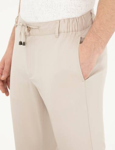 Taş Slim Fit Beli Lastikli İpli Kanvas Pantolon