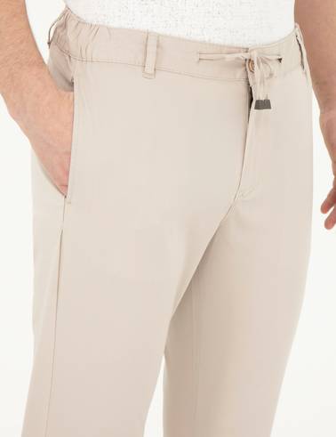 Taş Slim Fit Beli Lastikli İpli Kanvas Pantolon