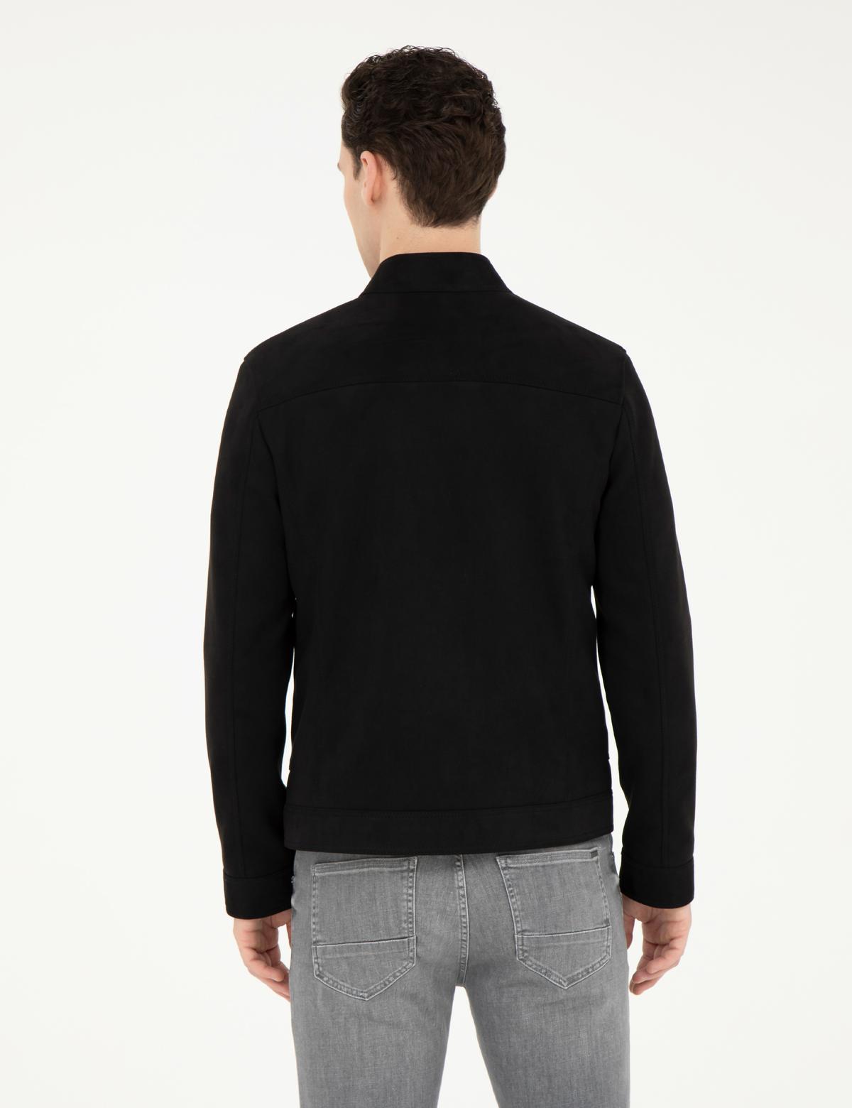 Siyah Suni Deri Ceket - 50293986008