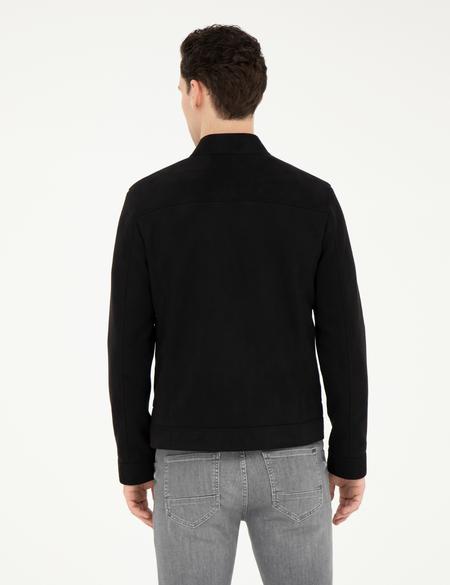 Siyah Suni Deri Ceket - 50293986008