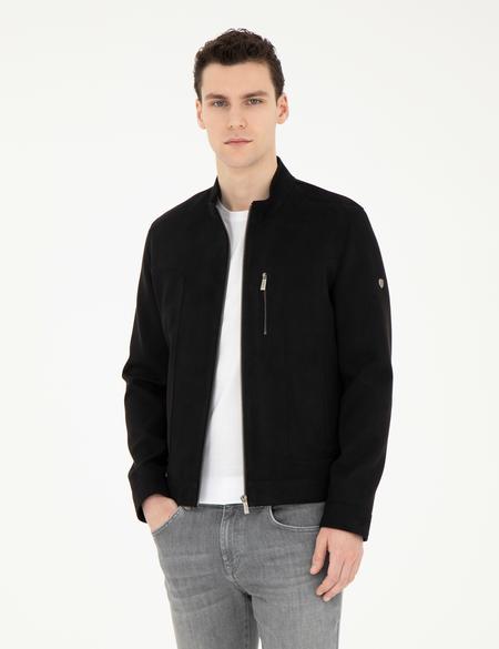 Siyah Suni Deri Ceket - 50293986008